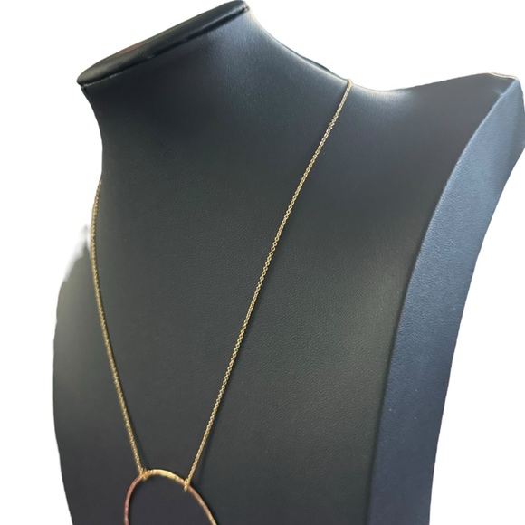 Stella & Dot Essential Hammered Hoop Pendant Gold Necklace Classic Statement OS - Picture 8 of 10
